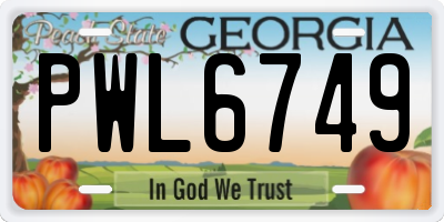GA license plate PWL6749