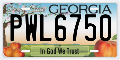GA license plate PWL6750