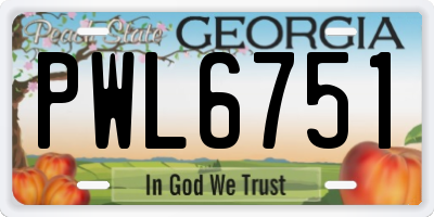 GA license plate PWL6751