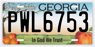 GA license plate PWL6753