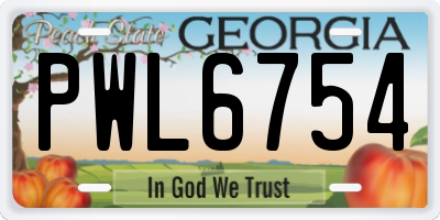 GA license plate PWL6754