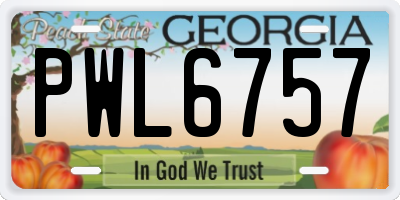 GA license plate PWL6757