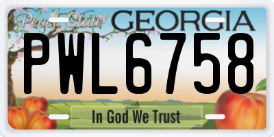 GA license plate PWL6758
