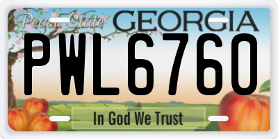 GA license plate PWL6760