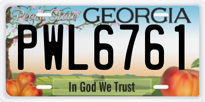 GA license plate PWL6761