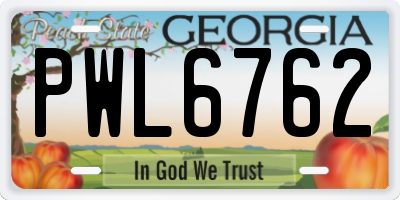 GA license plate PWL6762