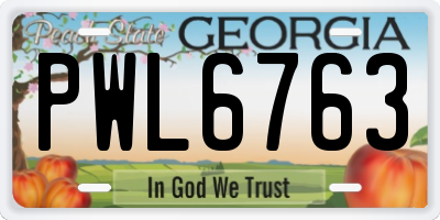 GA license plate PWL6763
