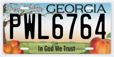 GA license plate PWL6764