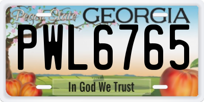 GA license plate PWL6765