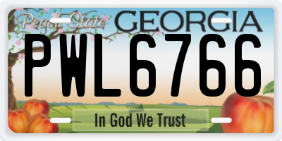 GA license plate PWL6766