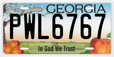 GA license plate PWL6767