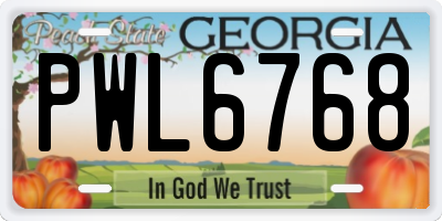 GA license plate PWL6768