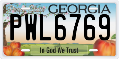 GA license plate PWL6769