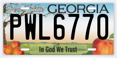 GA license plate PWL6770