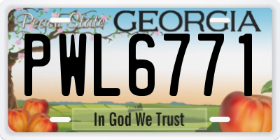 GA license plate PWL6771