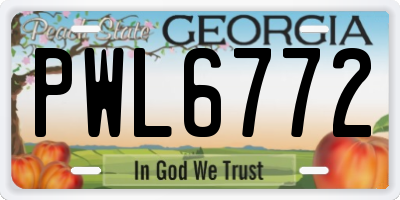 GA license plate PWL6772