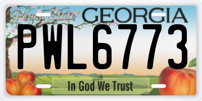 GA license plate PWL6773