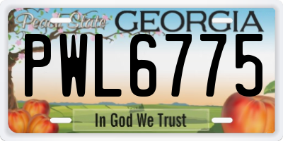 GA license plate PWL6775
