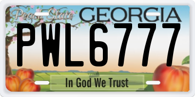 GA license plate PWL6777