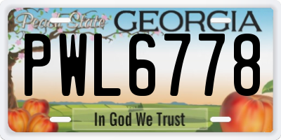 GA license plate PWL6778