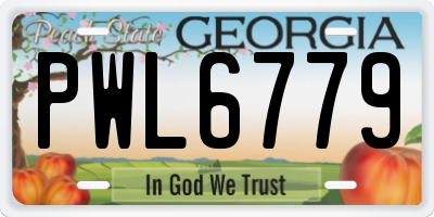 GA license plate PWL6779