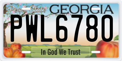GA license plate PWL6780