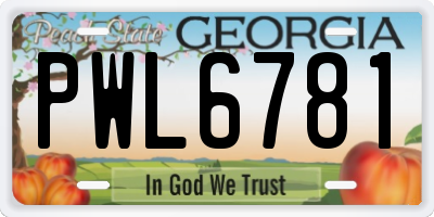 GA license plate PWL6781
