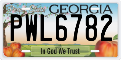 GA license plate PWL6782