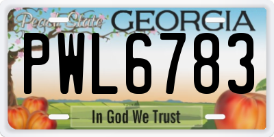 GA license plate PWL6783