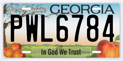 GA license plate PWL6784