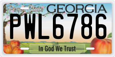 GA license plate PWL6786