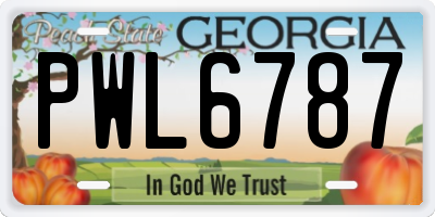 GA license plate PWL6787