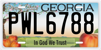 GA license plate PWL6788