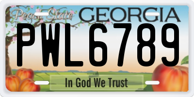 GA license plate PWL6789