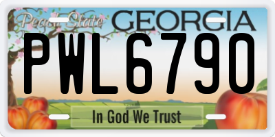 GA license plate PWL6790