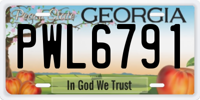 GA license plate PWL6791