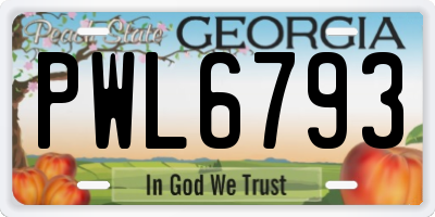 GA license plate PWL6793