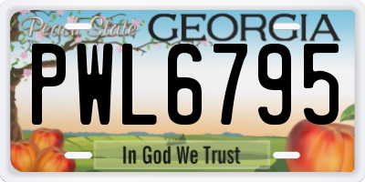 GA license plate PWL6795