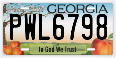 GA license plate PWL6798