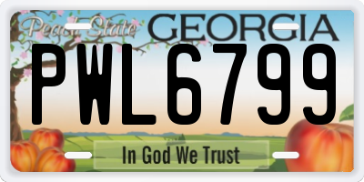 GA license plate PWL6799
