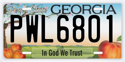 GA license plate PWL6801