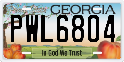 GA license plate PWL6804