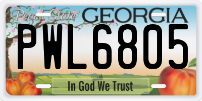 GA license plate PWL6805