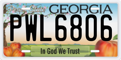GA license plate PWL6806