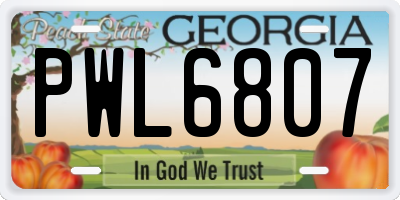GA license plate PWL6807