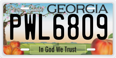 GA license plate PWL6809