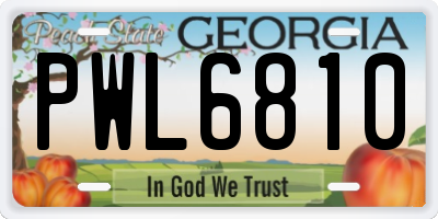 GA license plate PWL6810