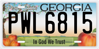 GA license plate PWL6815