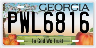 GA license plate PWL6816