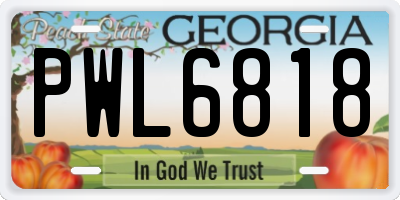 GA license plate PWL6818